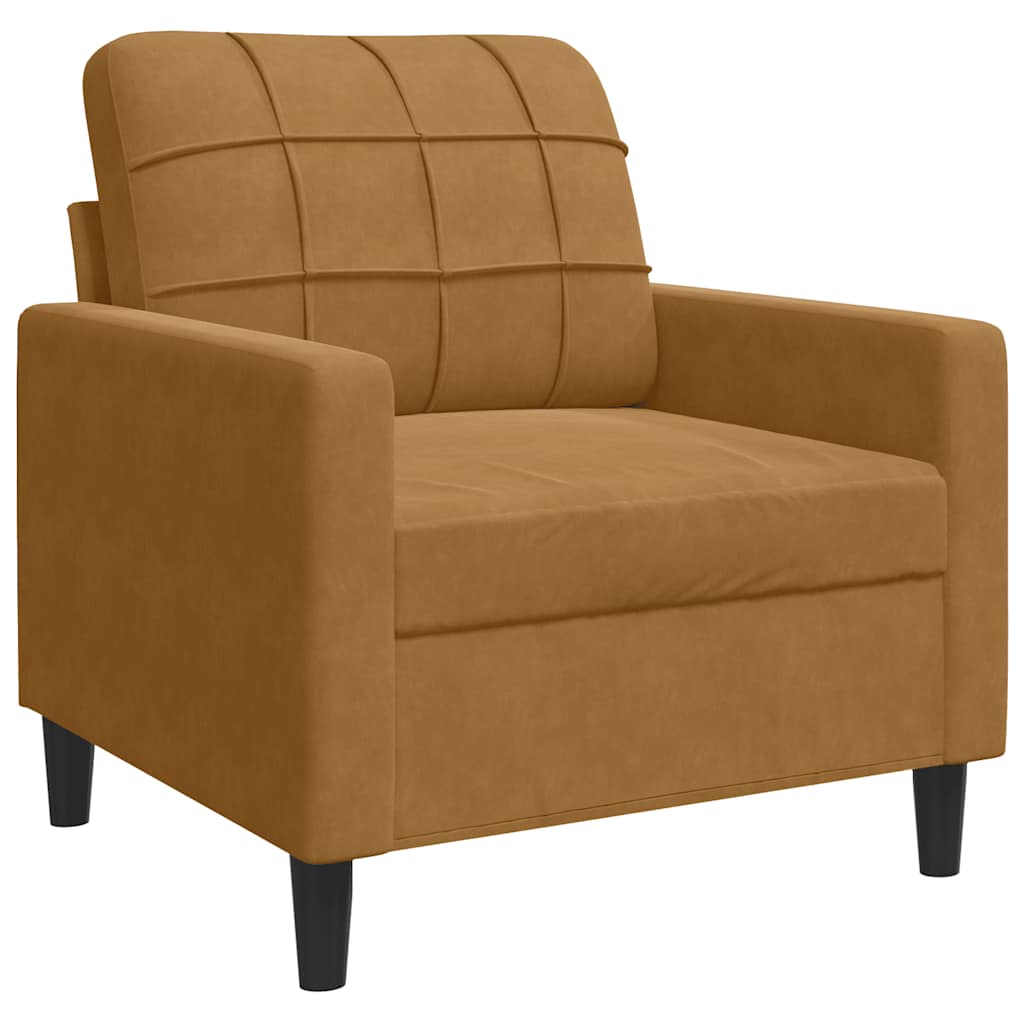 3-dijelni set sofa s jastucima smeđi baršunasti