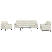 3-dijelni set sofa s jastucima krem baršunasti