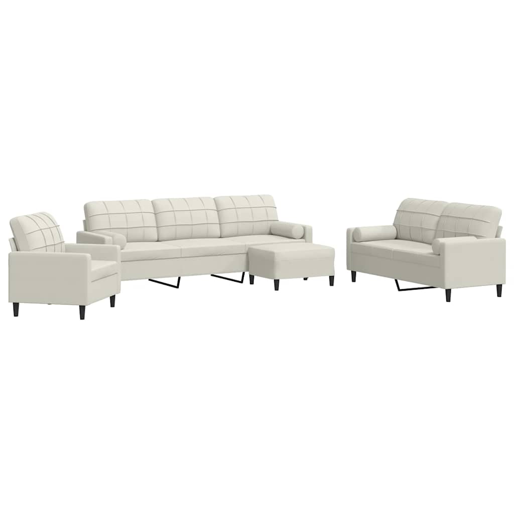 4-dijelni set sofa s jastucima krem baršunasti