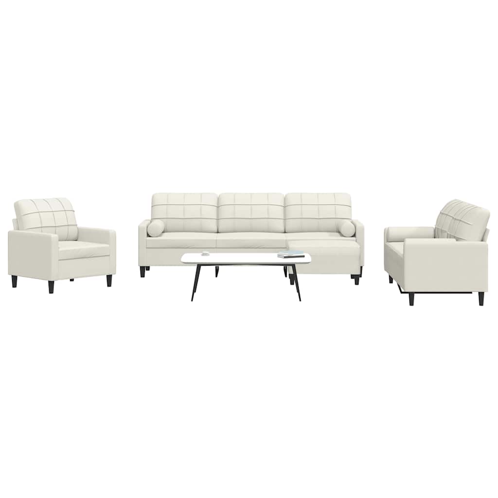 4-dijelni set sofa s jastucima krem baršunasti