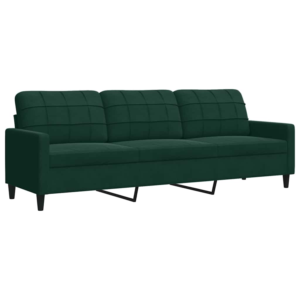 2-dijelni set sofa s jastucima tamnozeleni baršunasti