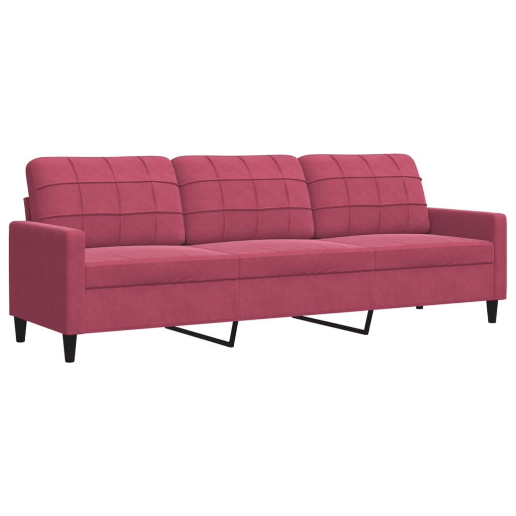 2-dijelni set sofa s jastucima crvena boja vina baršunasti