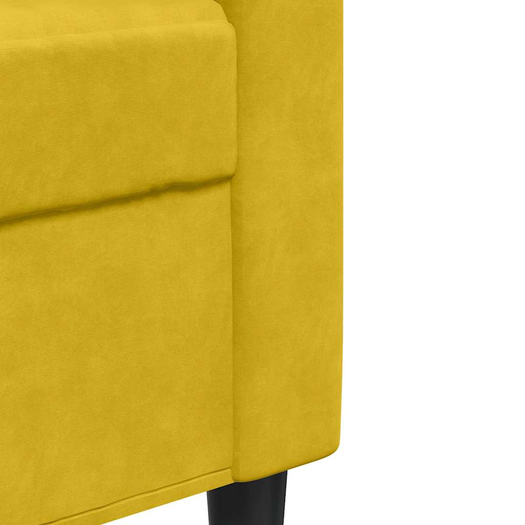 2-dijelni set sofa s jastucima žuti baršunasti