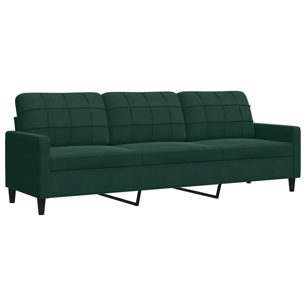 3-dijelni set sofa s jastucima tamnozeleni baršunasti