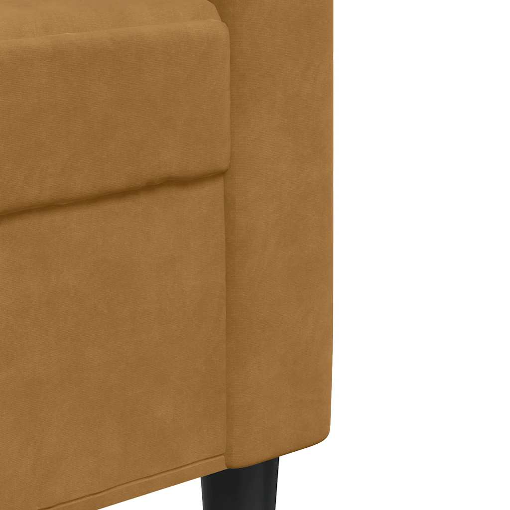 3-dijelni set sofa s jastucima smeđi baršunasti