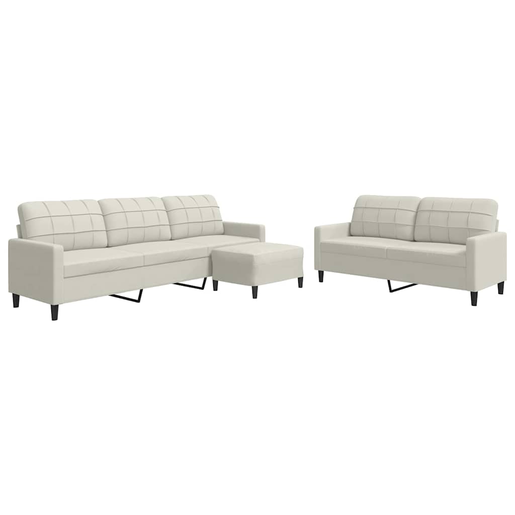 3-dijelni set sofa s jastucima krem baršunasti