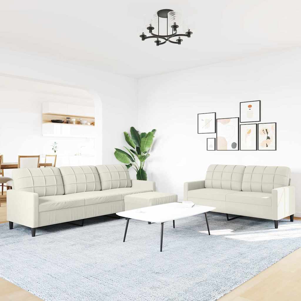 3-dijelni set sofa s jastucima krem baršunasti