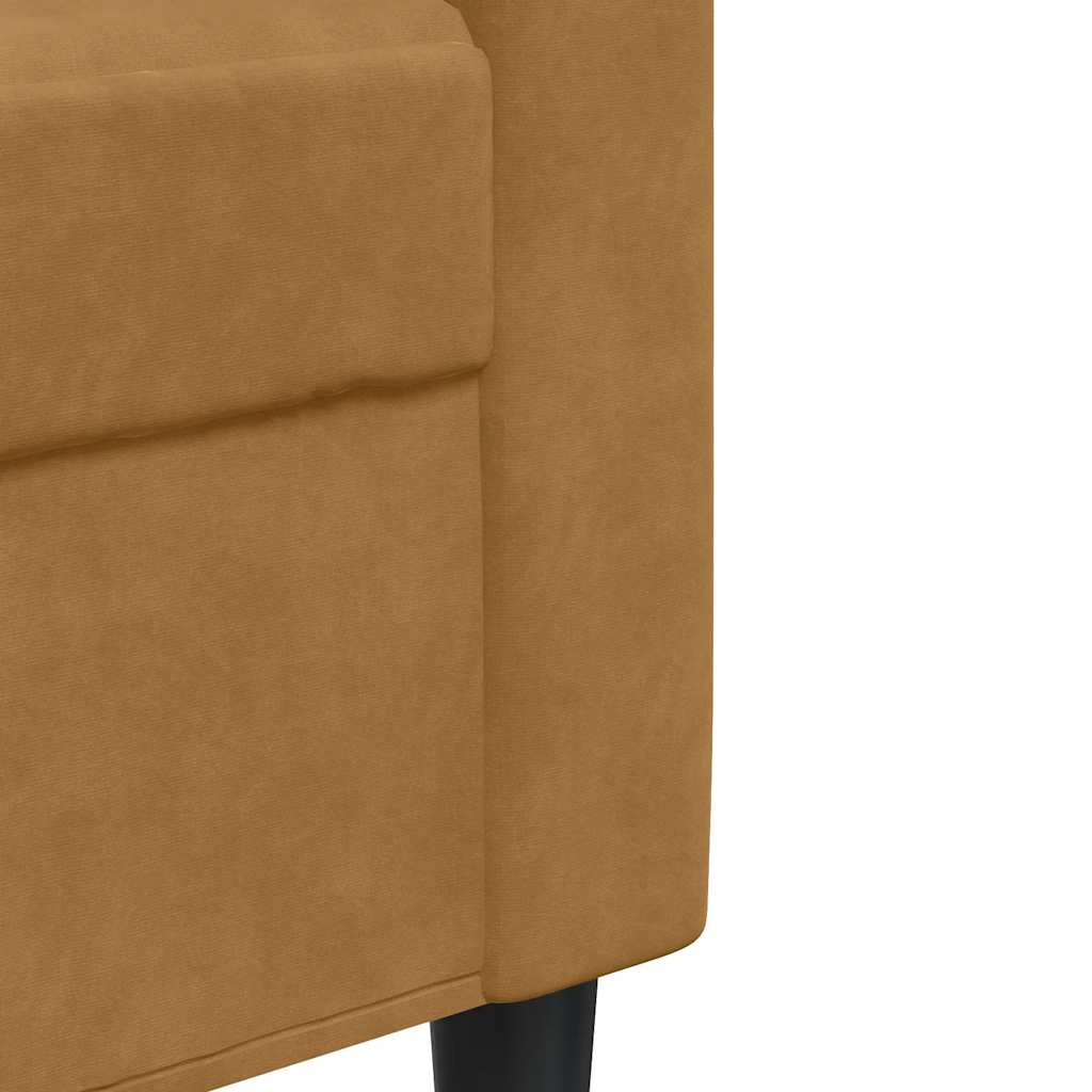2-dijelni set sofa s jastucima smeđi baršunasti