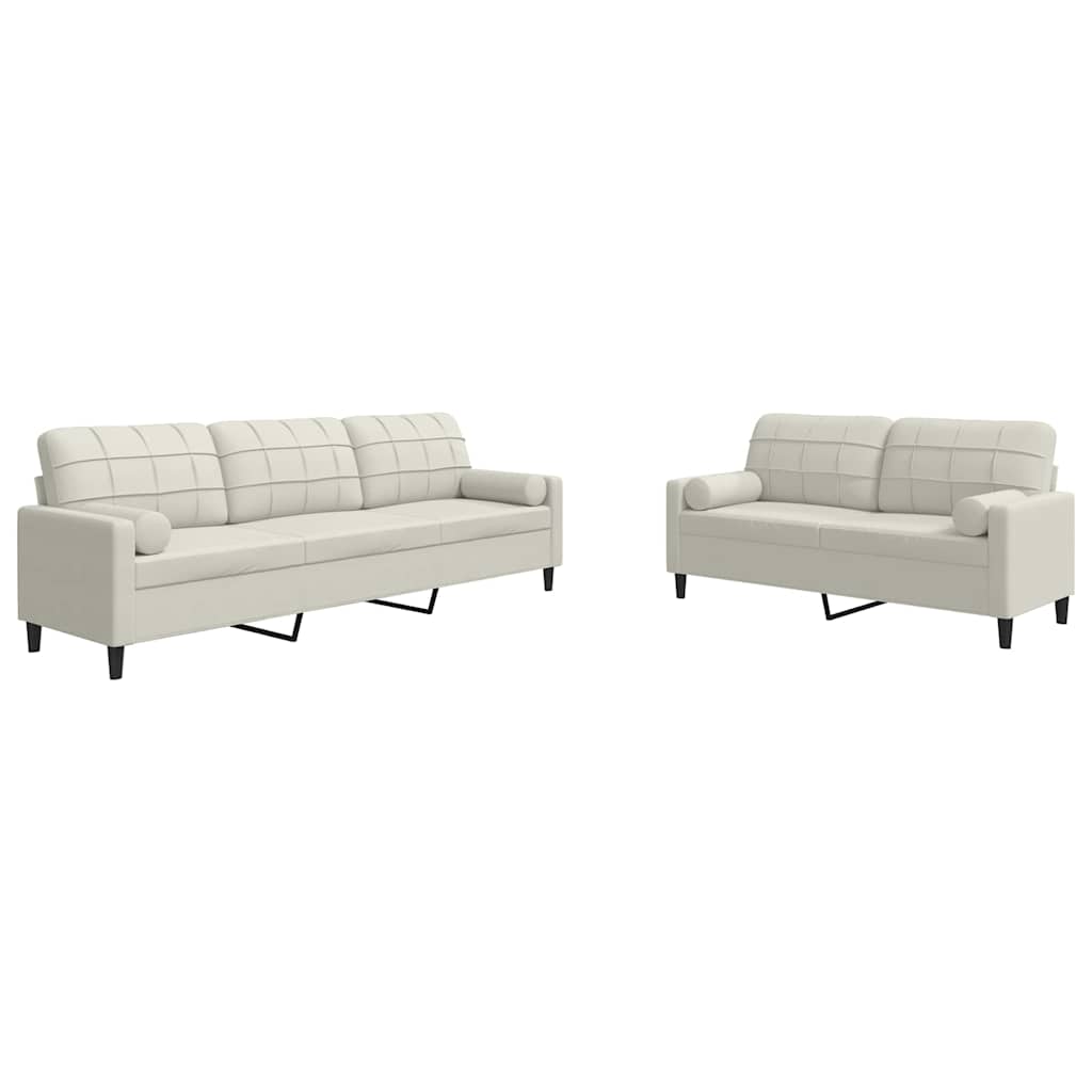 2-dijelni set sofa s jastucima krem baršunasti