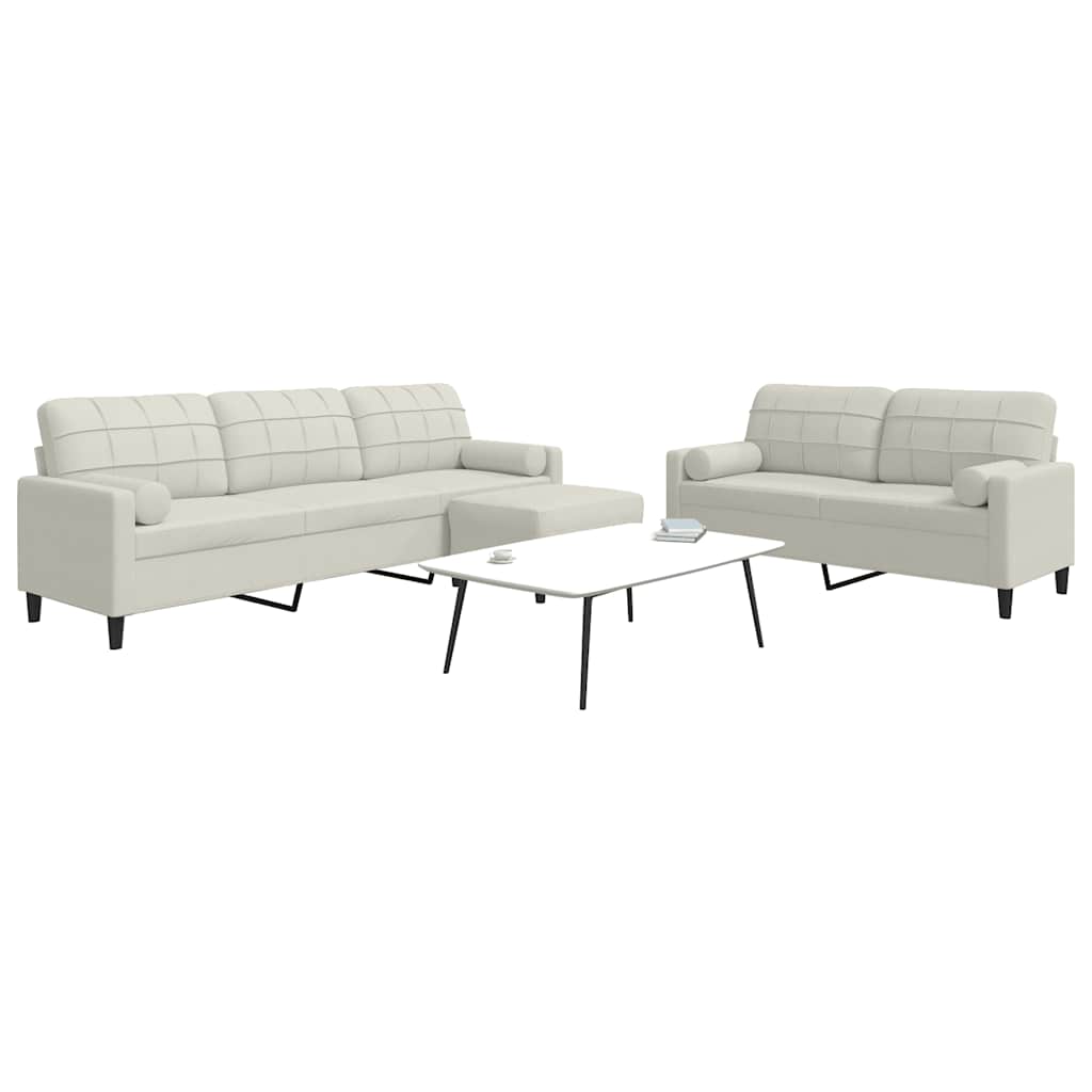 3-dijelni set sofa s jastucima krem baršunasti