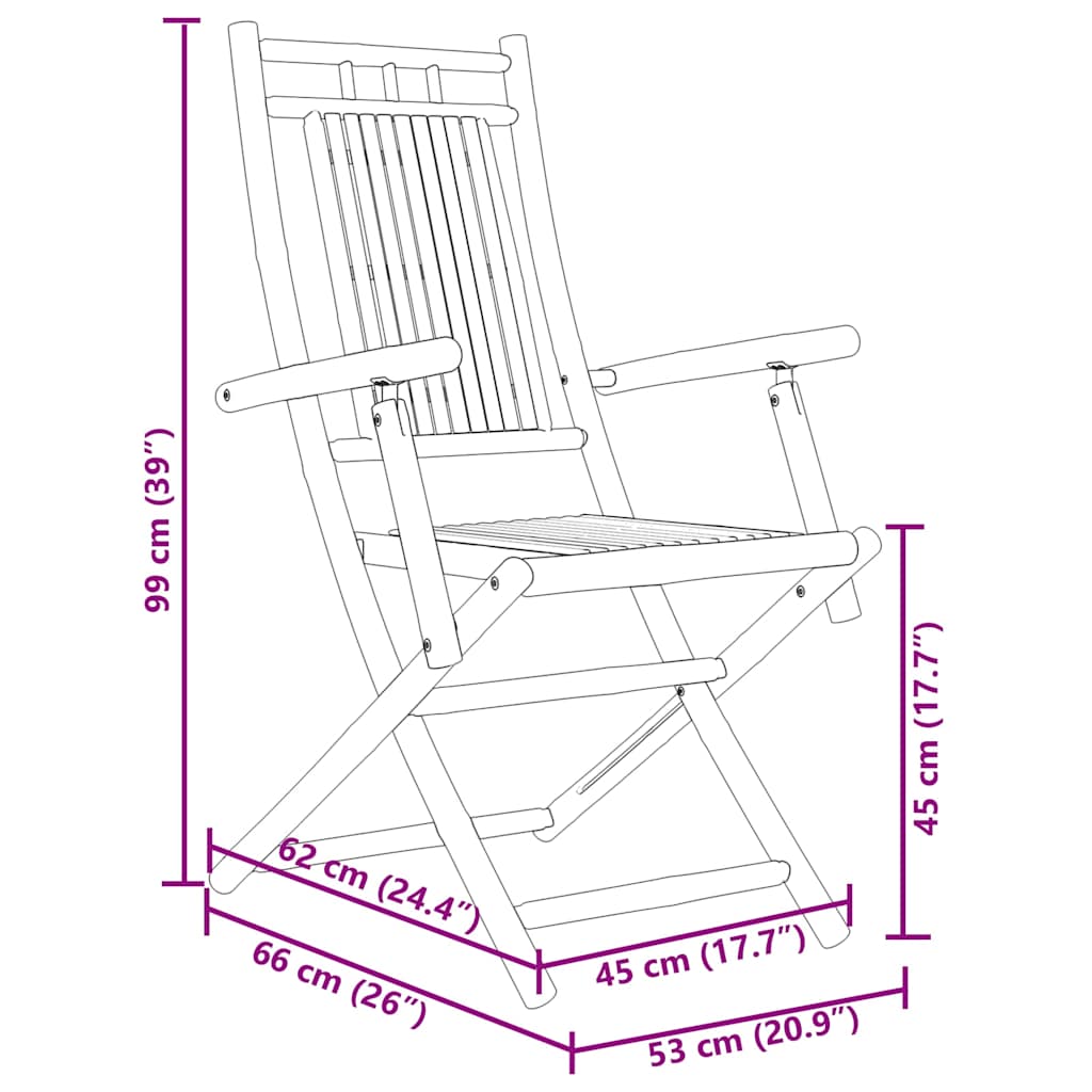 Sklopive vrtne stolice 4 kom 53 x 66 x 99 cm od bambusa
