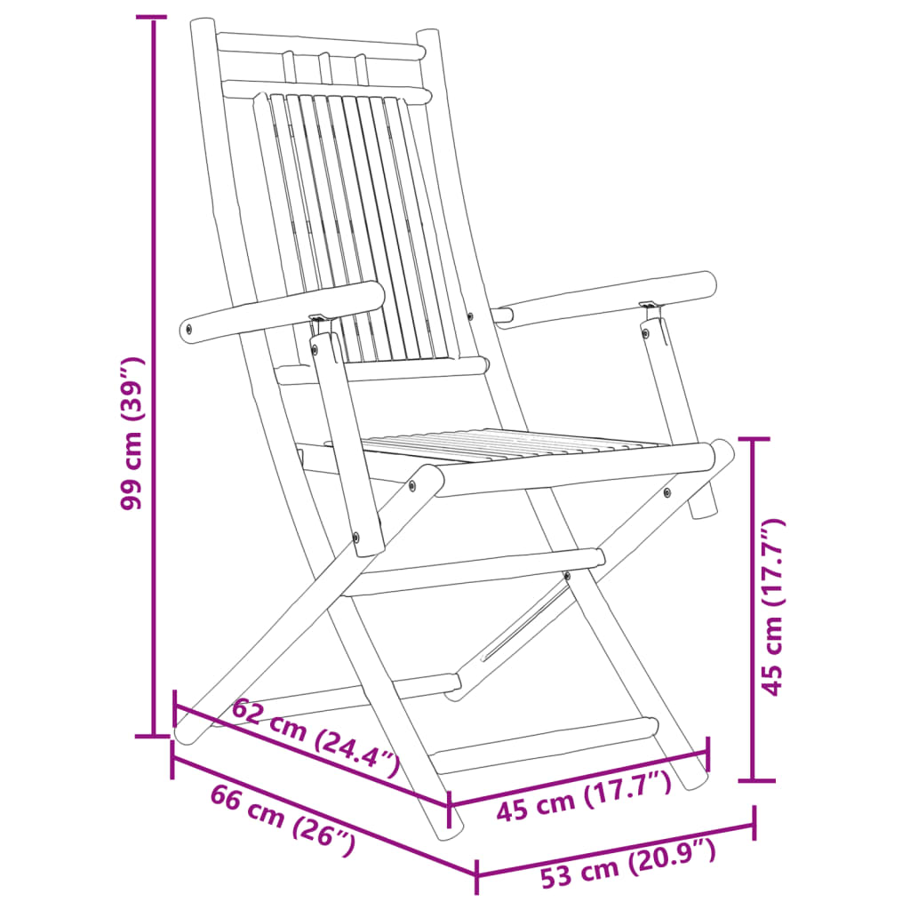 Sklopive vrtne stolice 6 kom 53 x 66 x 99 cm od bambusa