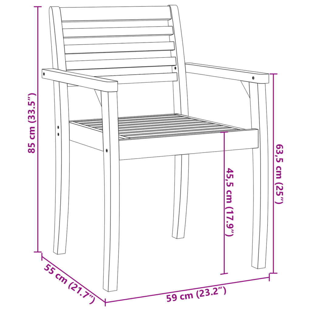 Vrtne stolice 4 kom 59x55x85 cm od masivnog bagremovog drva