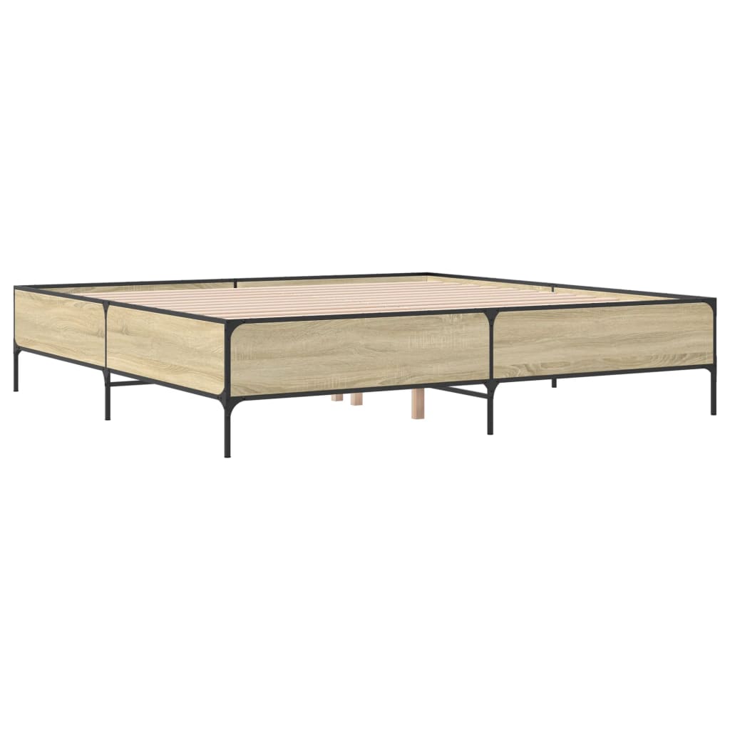 Okvir za krevet boja hrasta 200x200cm konstruirano drvo i metal