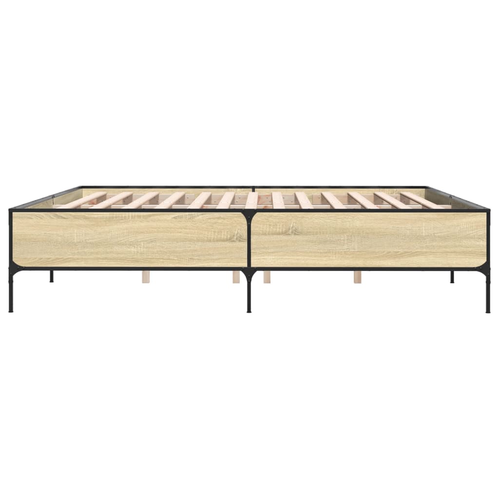 Okvir za krevet boja hrasta 200x200cm konstruirano drvo i metal