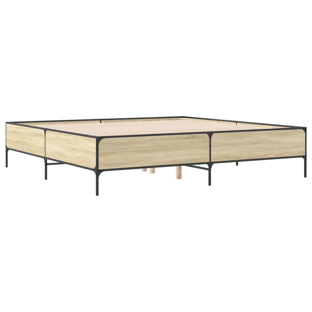 Okvir za krevet boja hrasta 200x200cm konstruirano drvo i metal