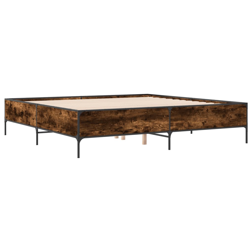 Okvir za krevet boja hrasta 200x200cm konstruirano drvo i metal