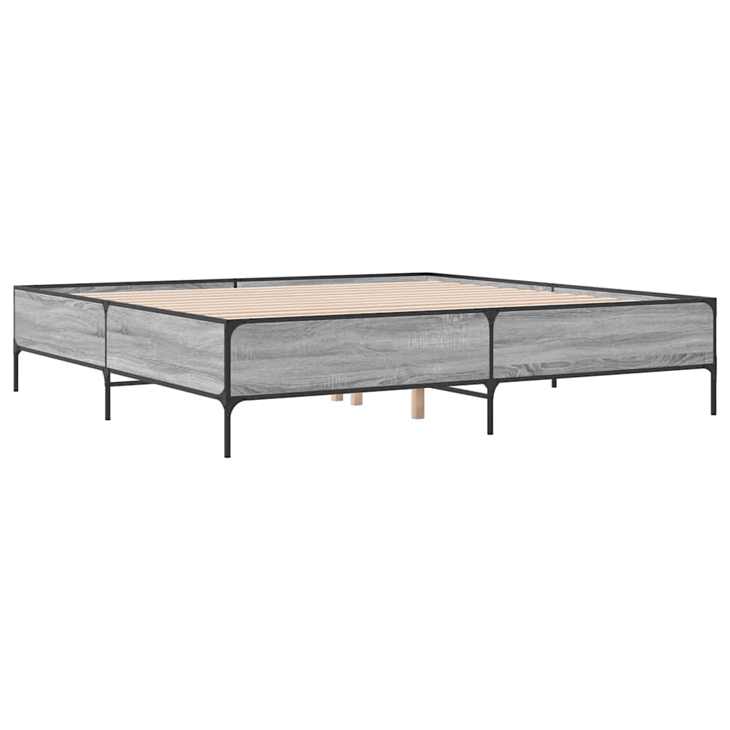 Okvir za krevet boja hrasta 200x200cm konstruirano drvo i metal