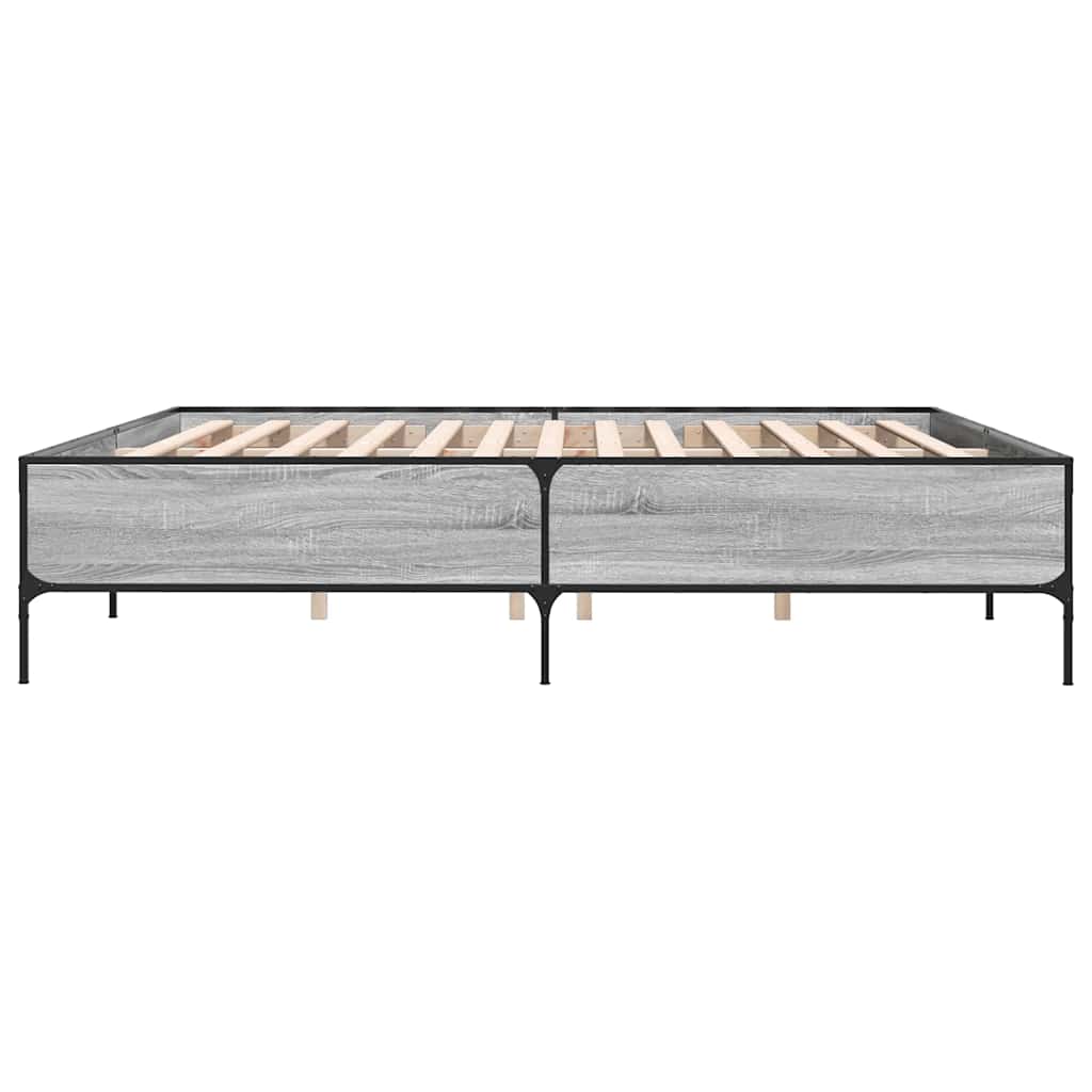 Okvir za krevet boja hrasta 200x200cm konstruirano drvo i metal