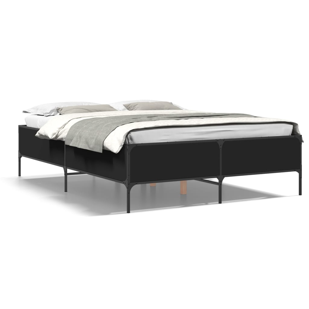 Okvir za krevet crni 160x200 cm konstruirano drvo i metal