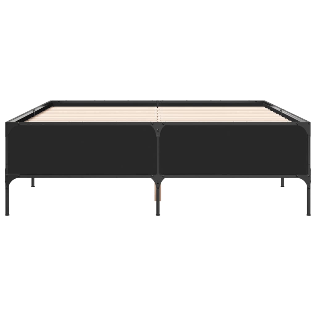 Okvir za krevet crni 160x200 cm konstruirano drvo i metal