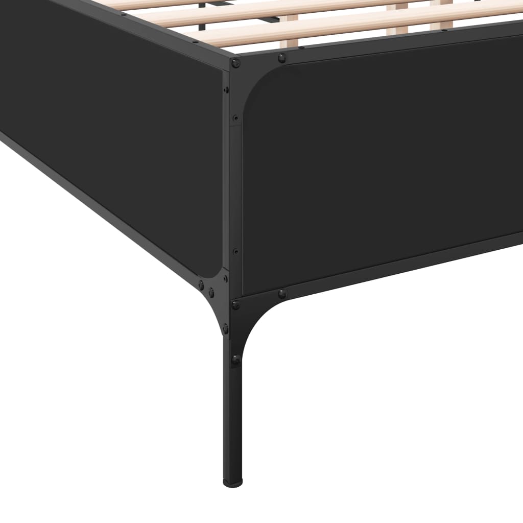 Okvir za krevet crni 160x200 cm konstruirano drvo i metal