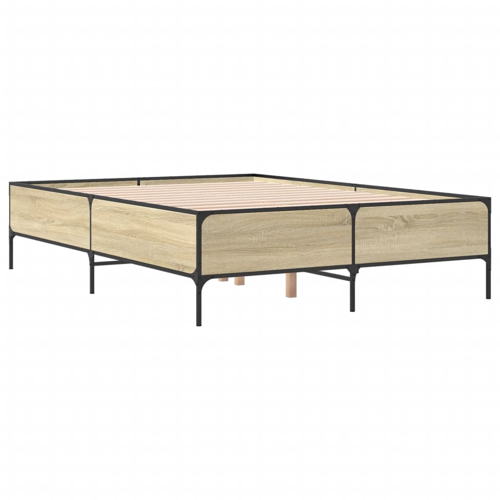 Okvir za krevet boja hrasta 160x200 cm konstruiran drvo i metal