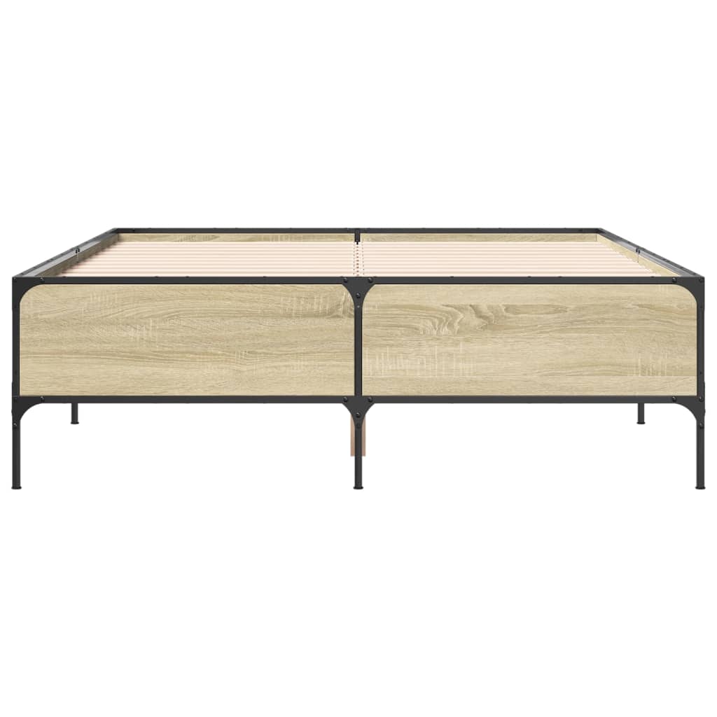 Okvir za krevet boja hrasta 160x200 cm konstruiran drvo i metal
