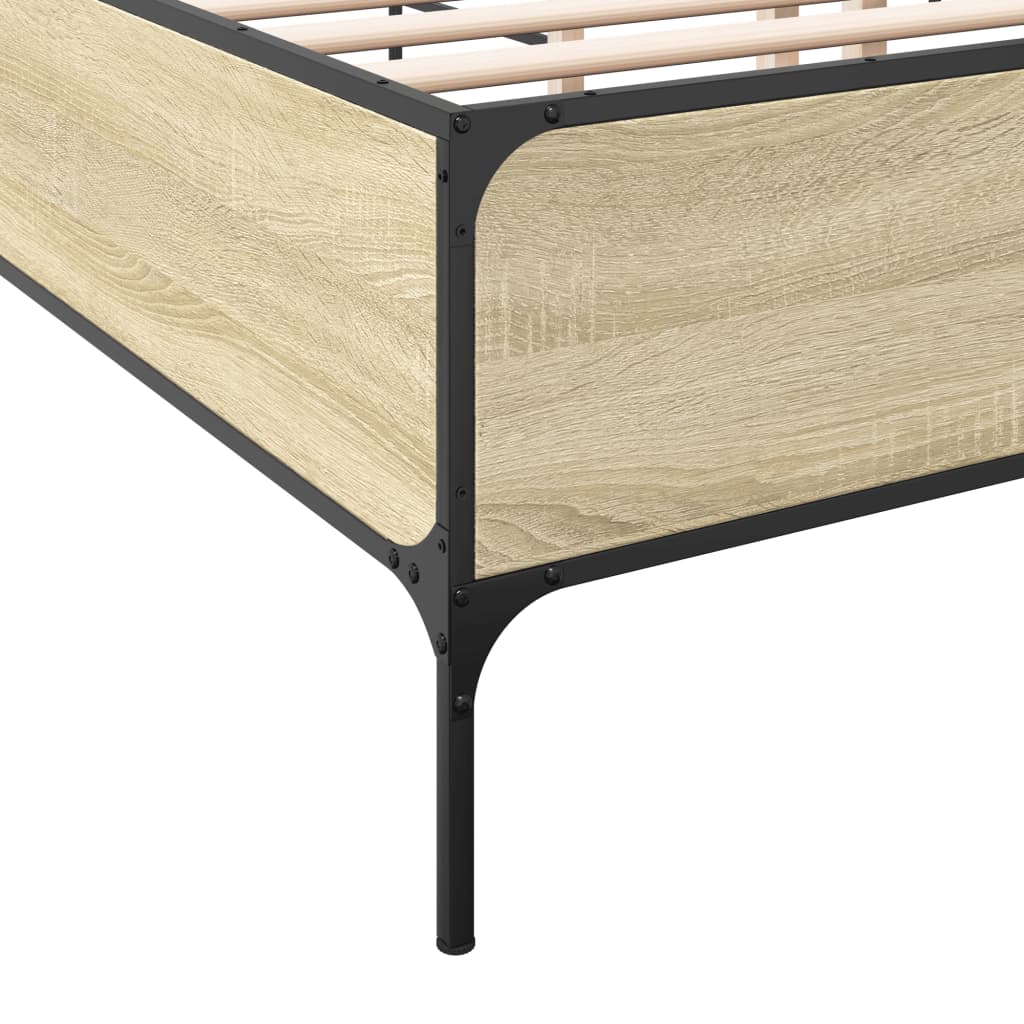 Okvir za krevet boja hrasta 160x200 cm konstruiran drvo i metal