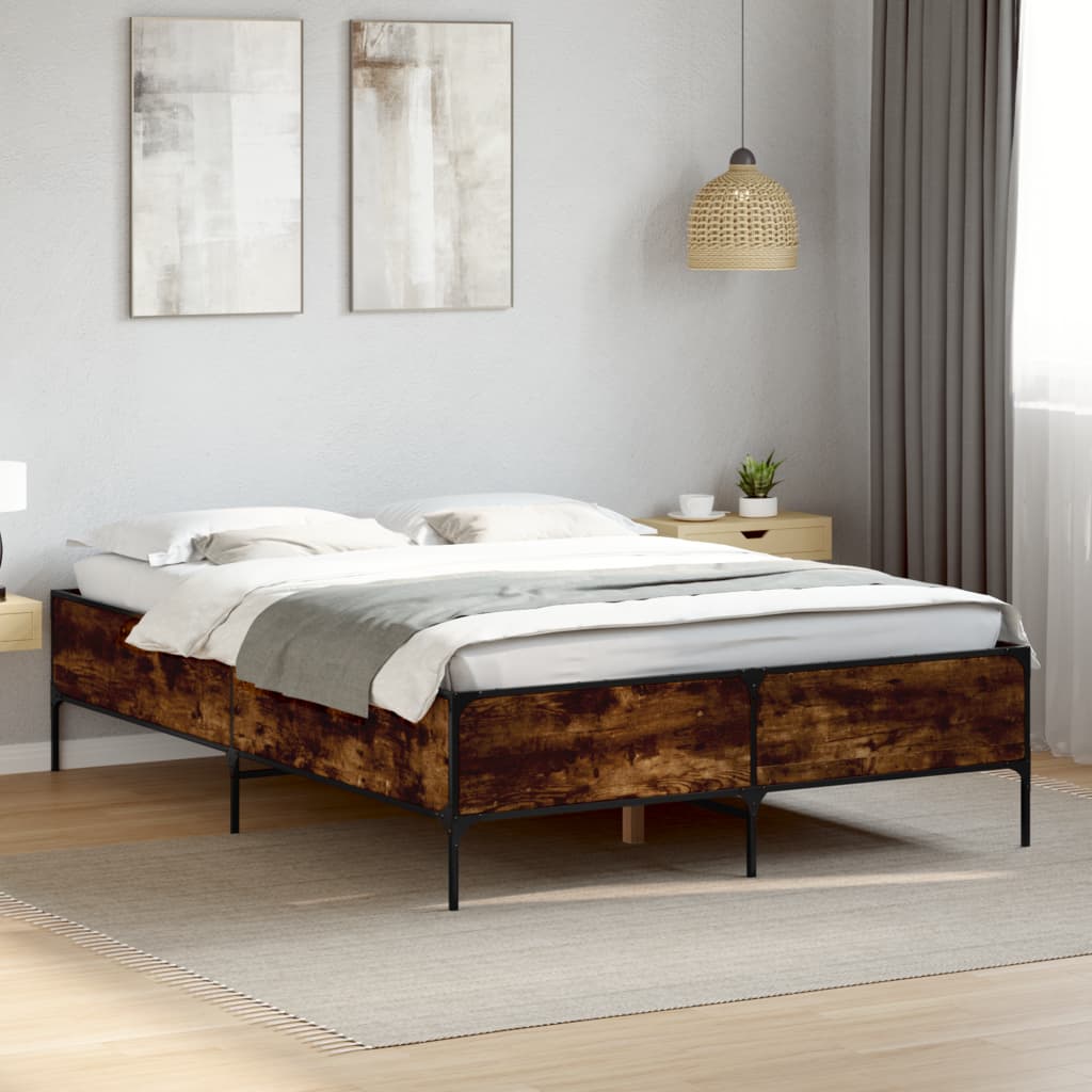 Okvir kreveta boja hrasta 160x200 cm konstruirano drvo i metal