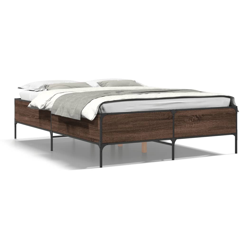 Okvir kreveta boja hrasta 160x200 cm konstruirano drvo i metal
