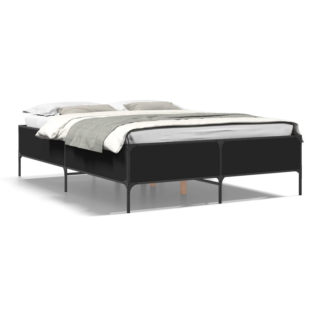 Okvir za krevet crni 150x200 cm konstruirano drvo i metal