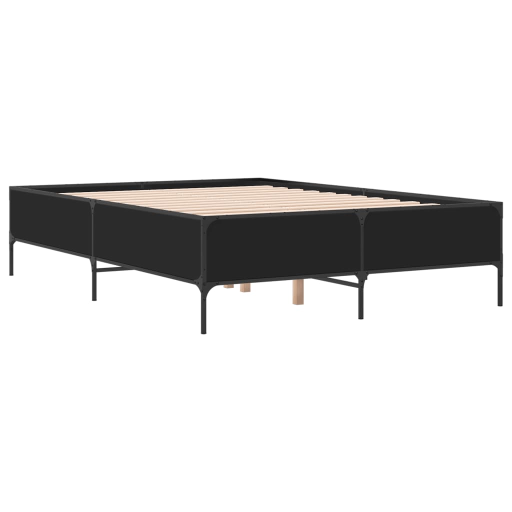 Okvir za krevet crni 150x200 cm konstruirano drvo i metal