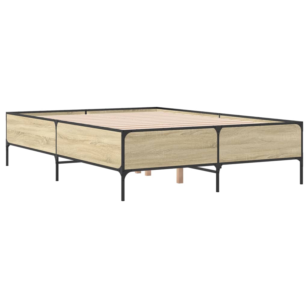 Okvir za krevet boja hrasta 150x200cm konstruirano drvo i metal