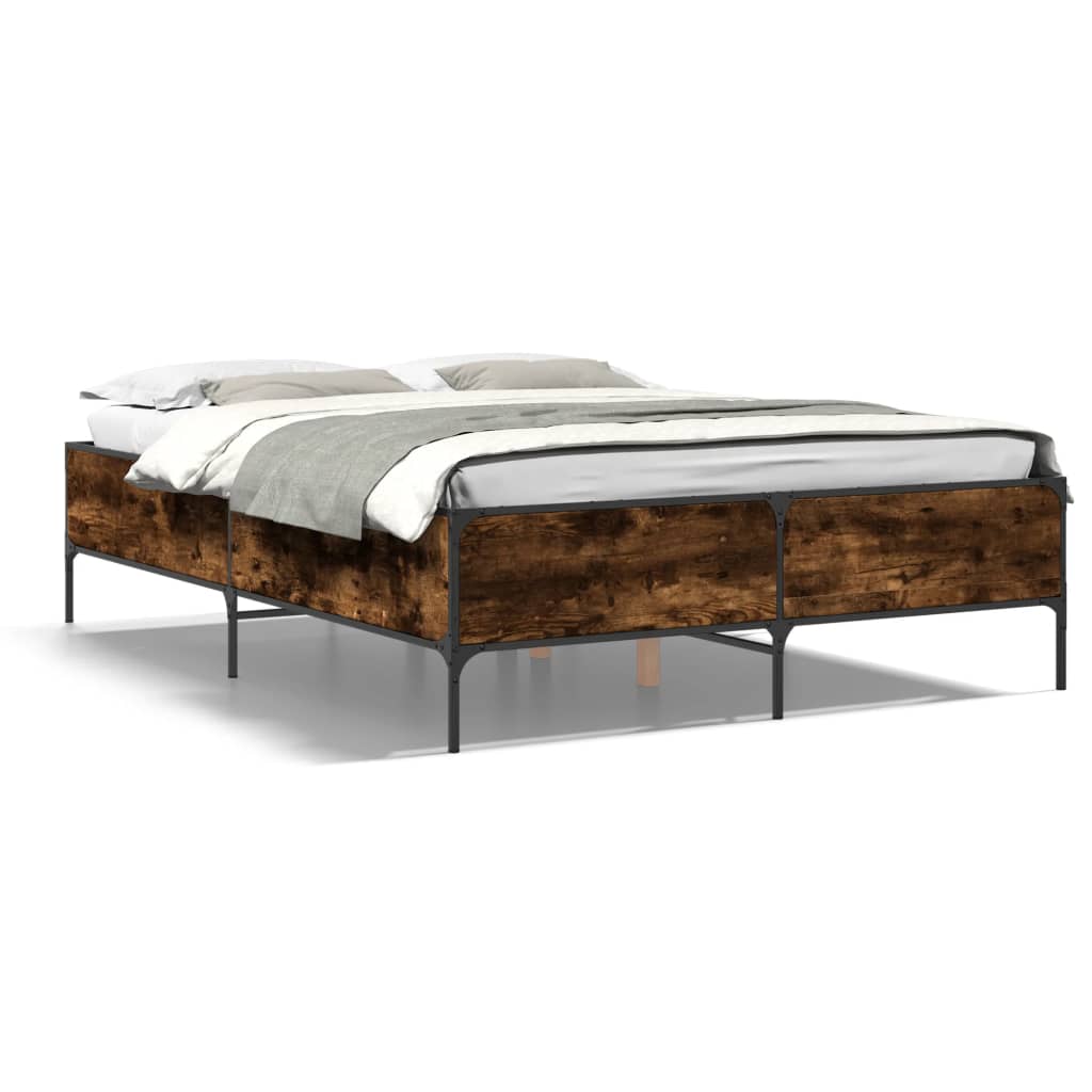 Okvir za krevet boja hrasta 150x200cm konstruirano drvo i metal
