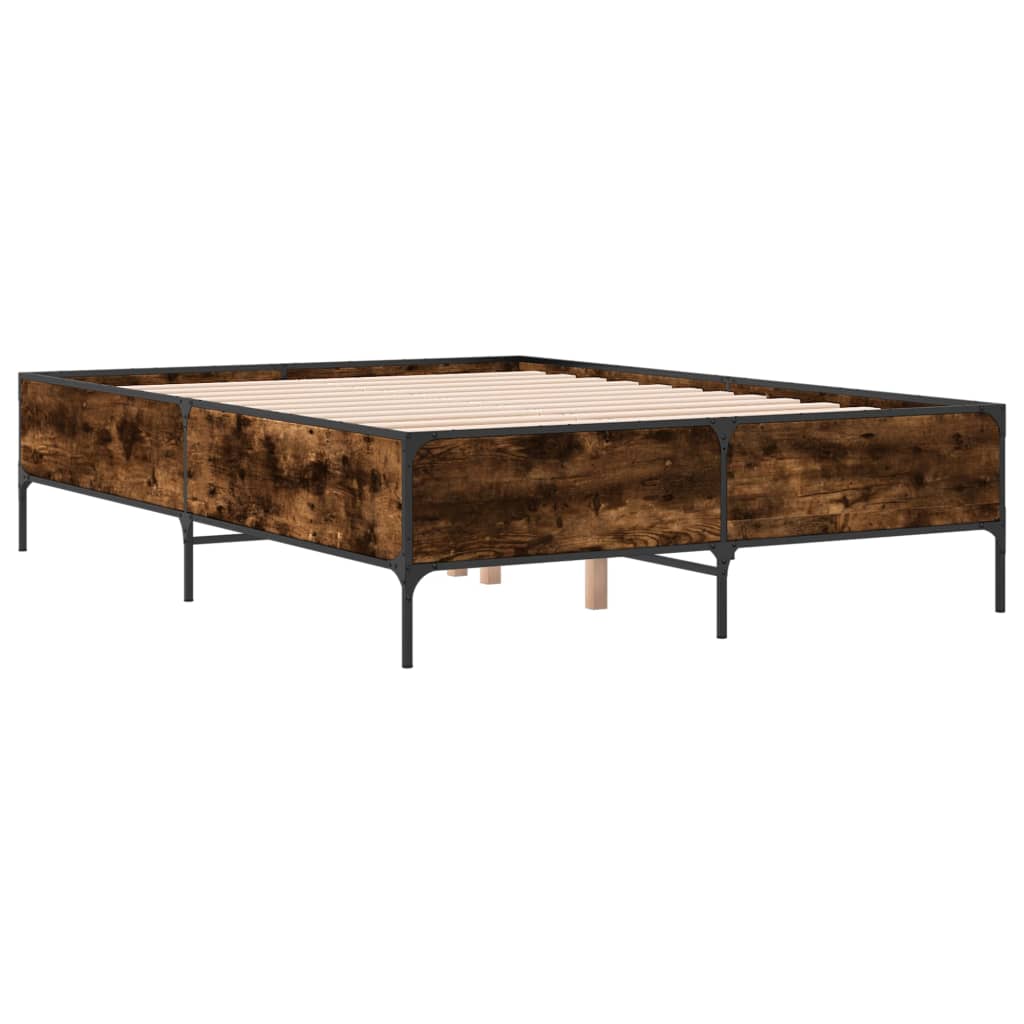 Okvir za krevet boja hrasta 150x200cm konstruirano drvo i metal