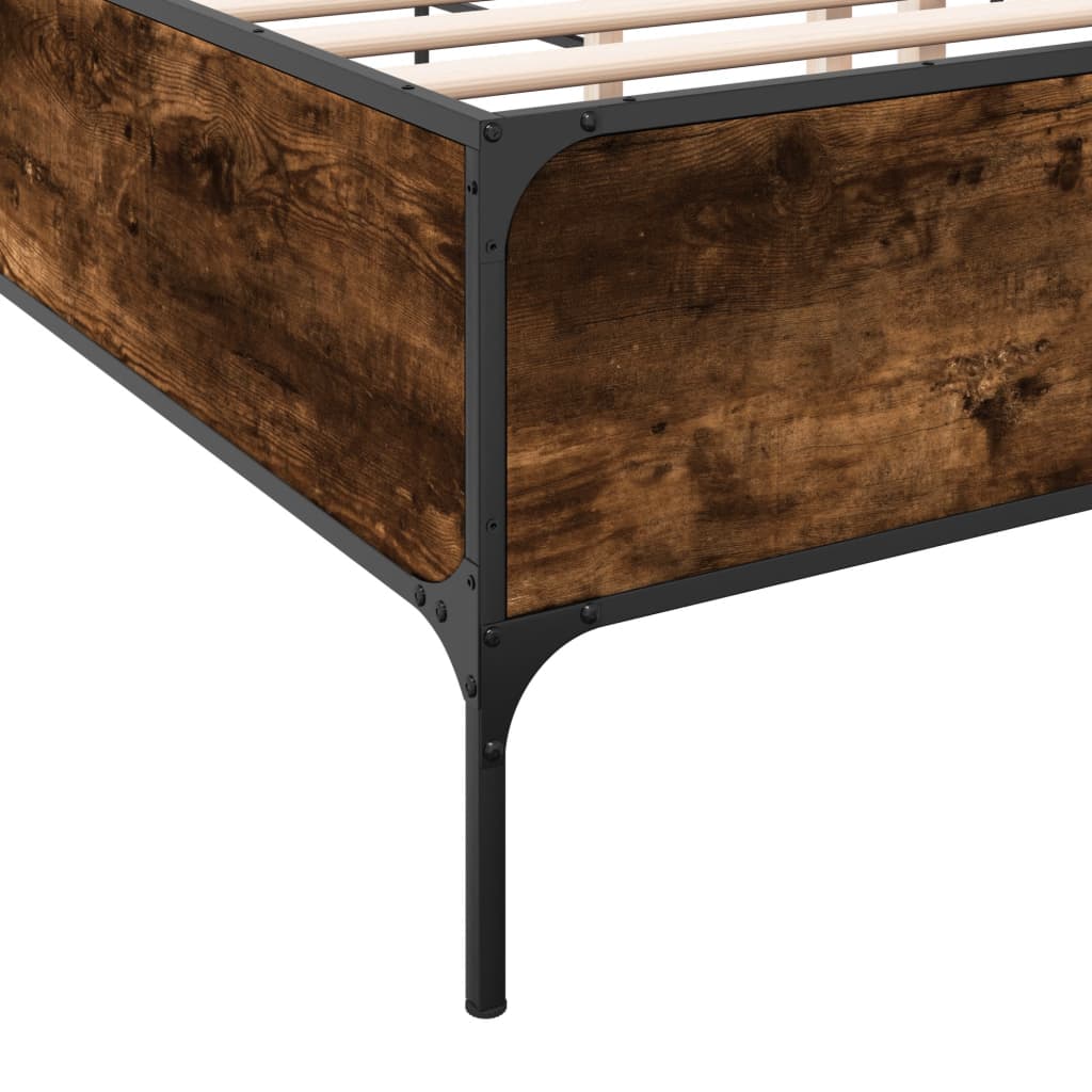 Okvir za krevet boja hrasta 150x200cm konstruirano drvo i metal