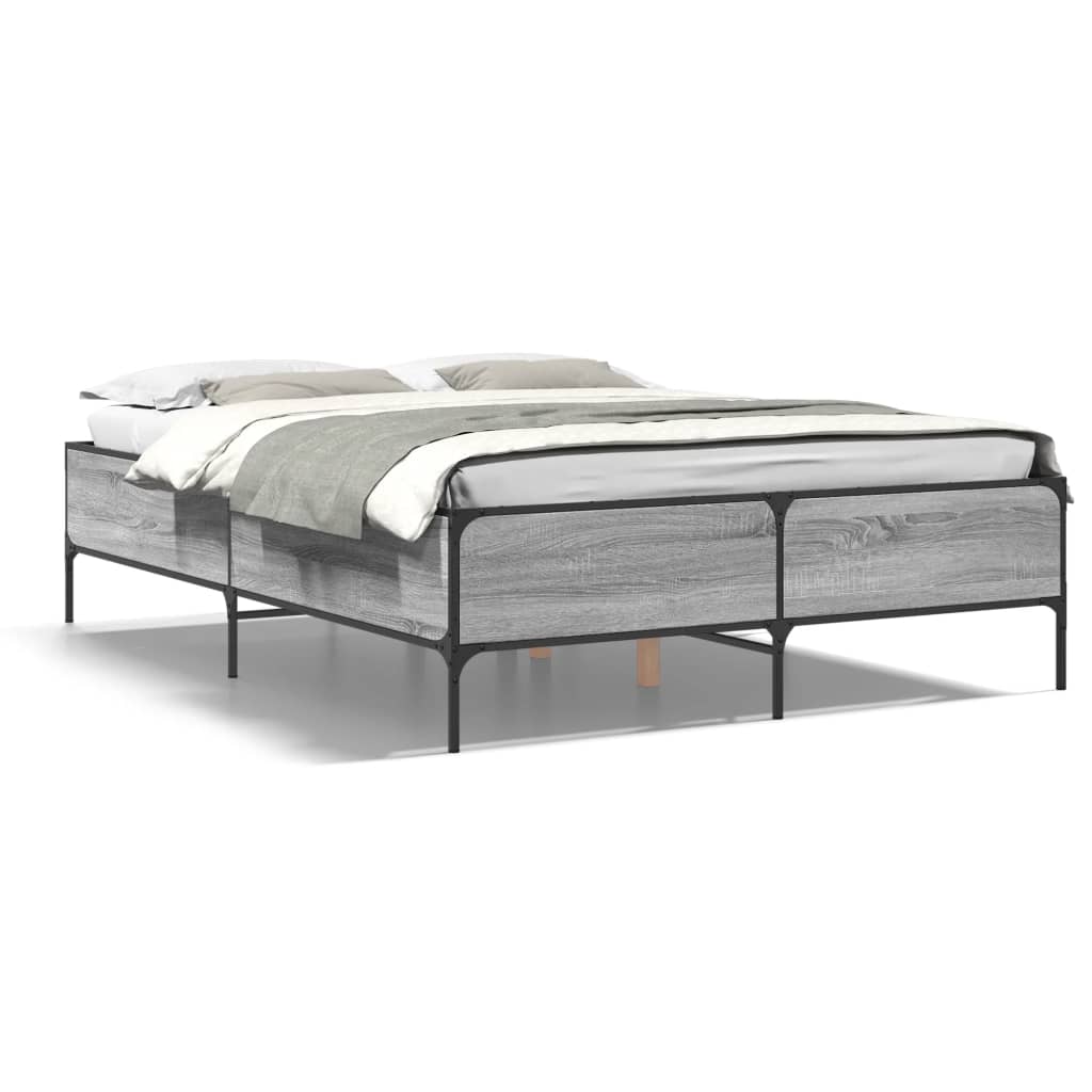 Okvir za krevet boja hrasta 150x200cm konstruirano drvo i metal