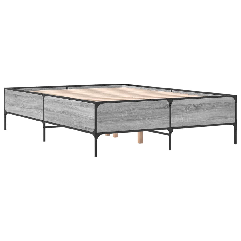 Okvir za krevet boja hrasta 150x200cm konstruirano drvo i metal