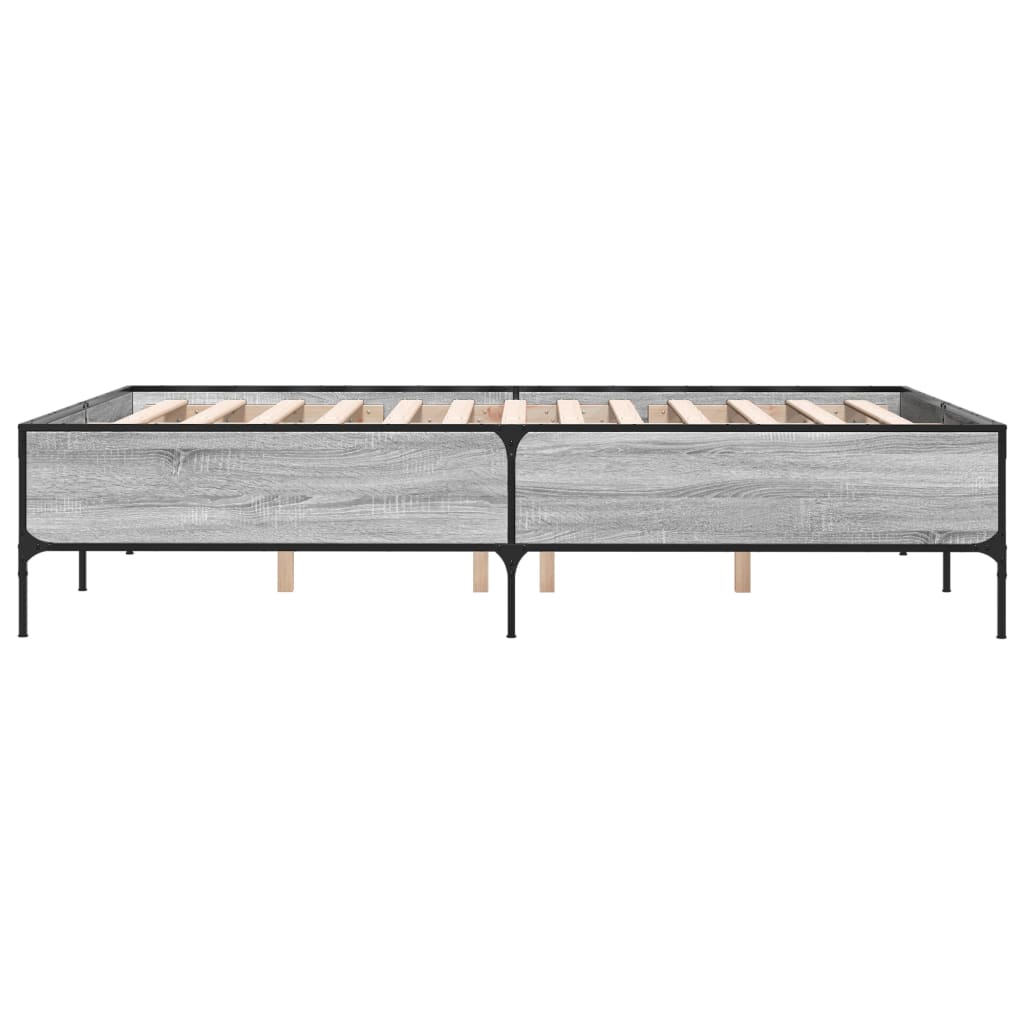 Okvir za krevet boja hrasta 150x200cm konstruirano drvo i metal