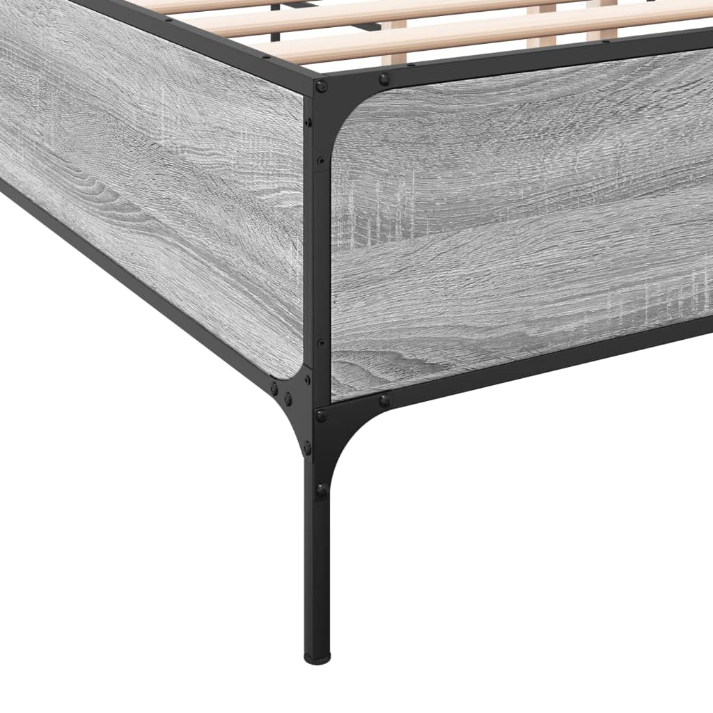 Okvir za krevet boja hrasta 150x200cm konstruirano drvo i metal
