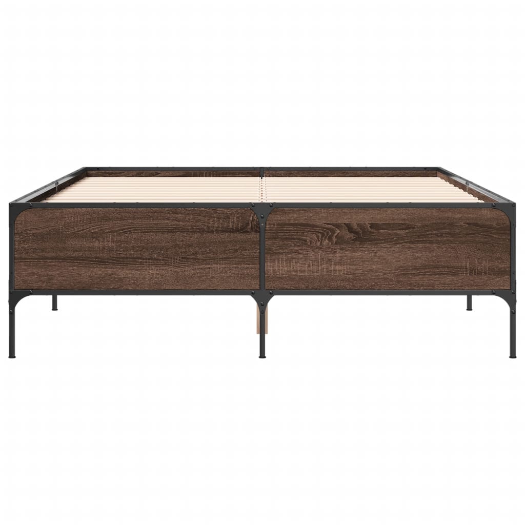 Okvir za krevet smeđi hrast 150x200cm konstruirano drvo i metal