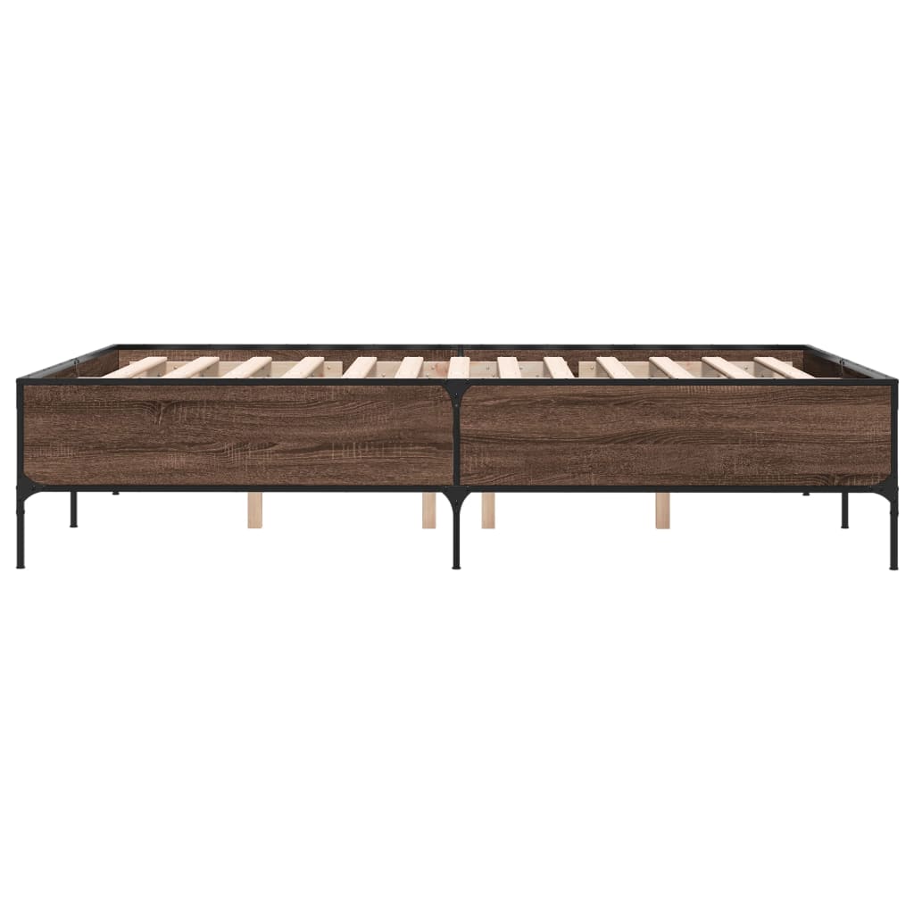 Okvir za krevet smeđi hrast 150x200cm konstruirano drvo i metal