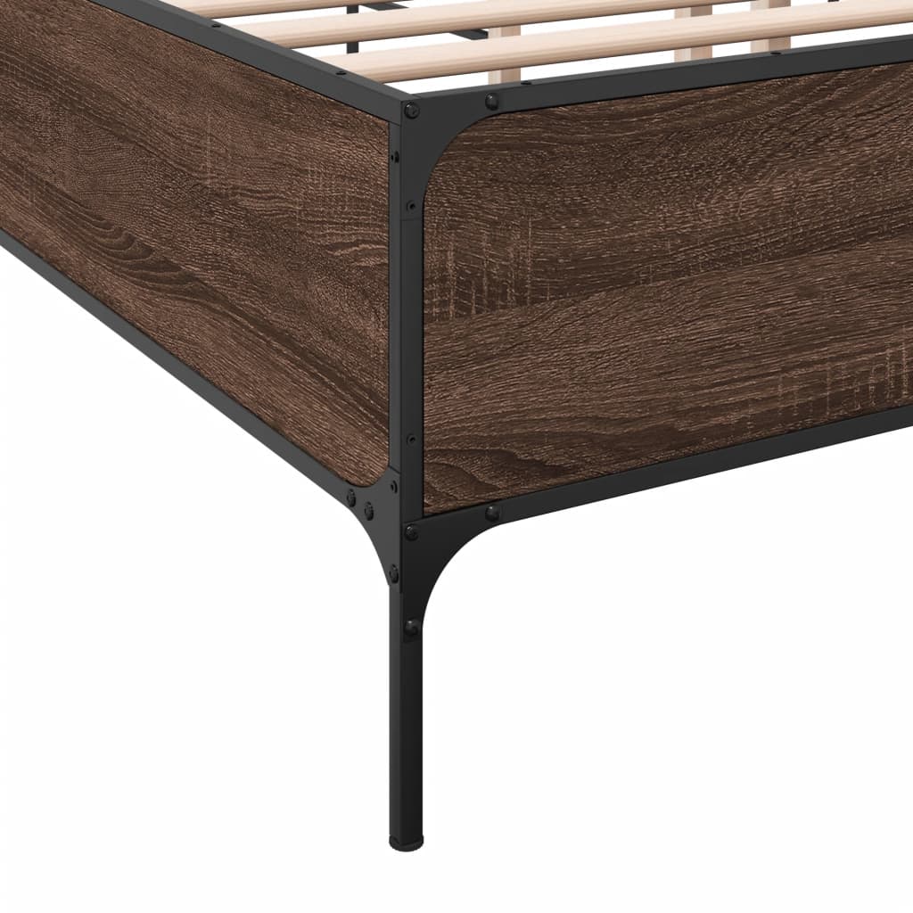 Okvir za krevet smeđi hrast 150x200cm konstruirano drvo i metal
