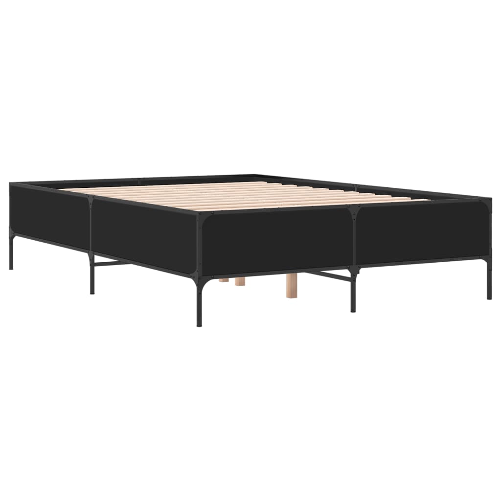 Okvir kreveta crni 140 x 200 cm od konstruiranog drva i metala