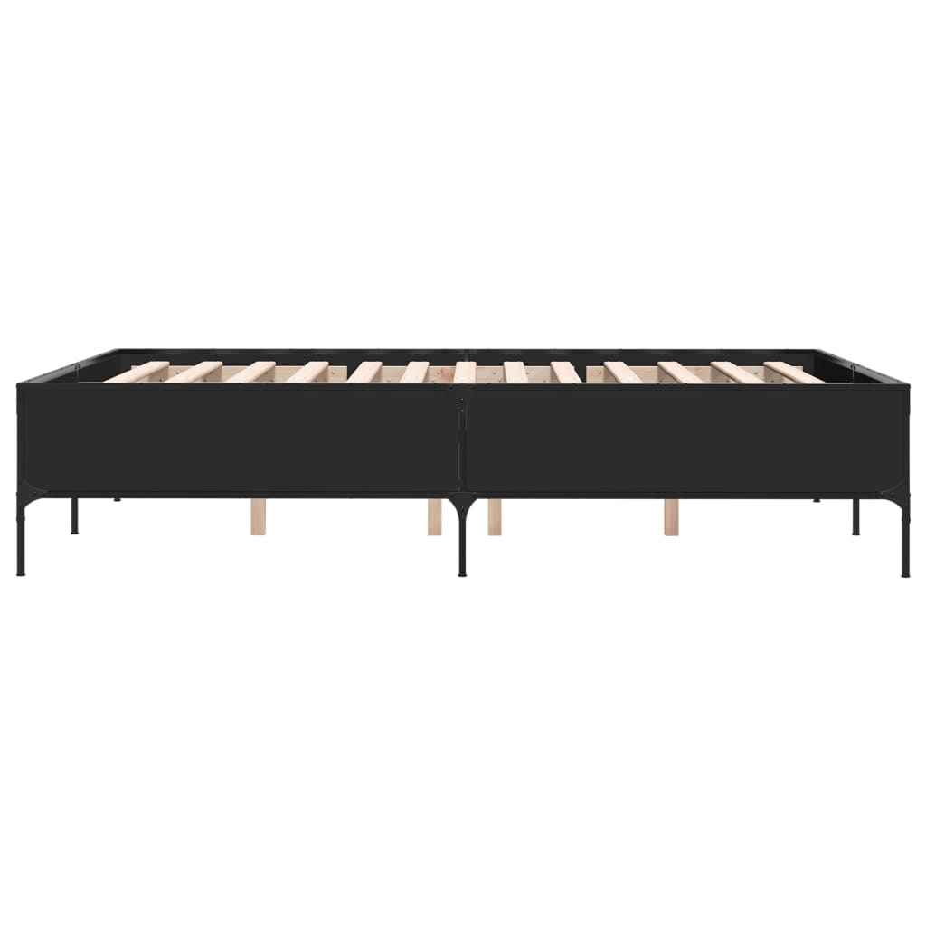 Okvir kreveta crni 140 x 200 cm od konstruiranog drva i metala