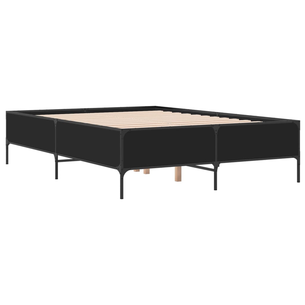 Okvir kreveta crni 140 x 200 cm od konstruiranog drva i metala