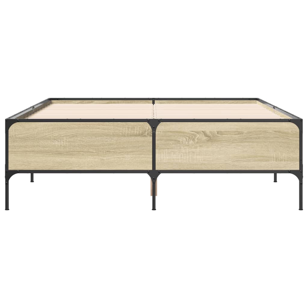 Okvir za krevet boja hrasta 140x200cm konstruirano drvo i metal