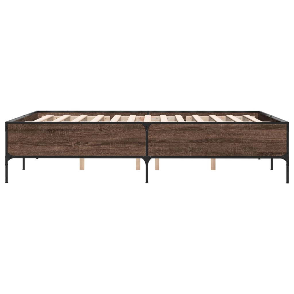 Okvir kreveta smeđi hrast 140x200cm konstruirano drvo i metal
