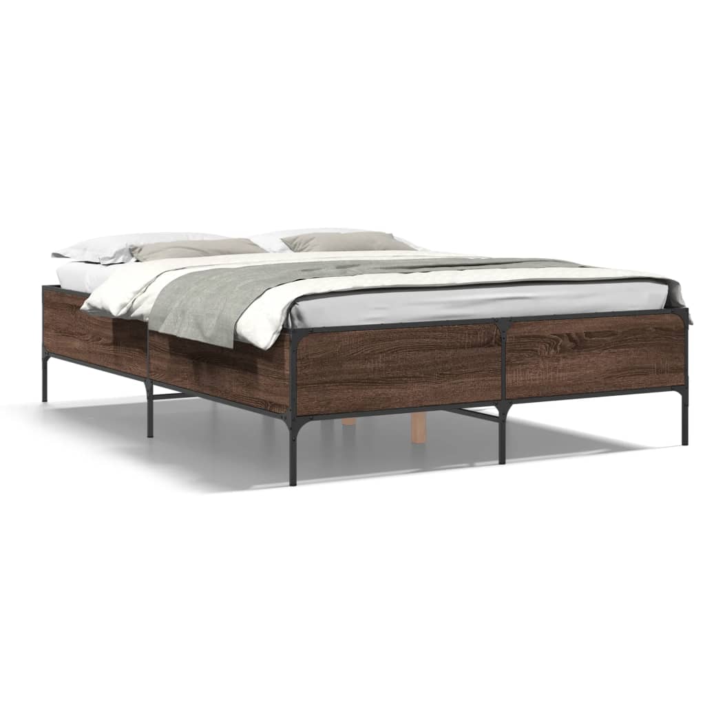 Okvir kreveta boja hrasta 120x200 cm konstruirano drvo i metal